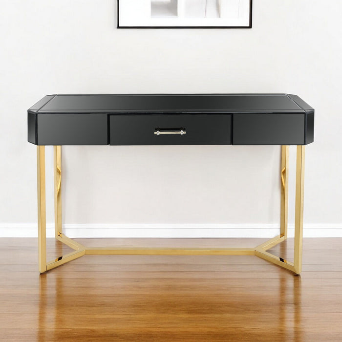 47" Mirrored Glass Console Table - Black