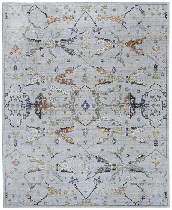 8' x 10' Floral Power Loom Area Rug - Gray Blue And Green