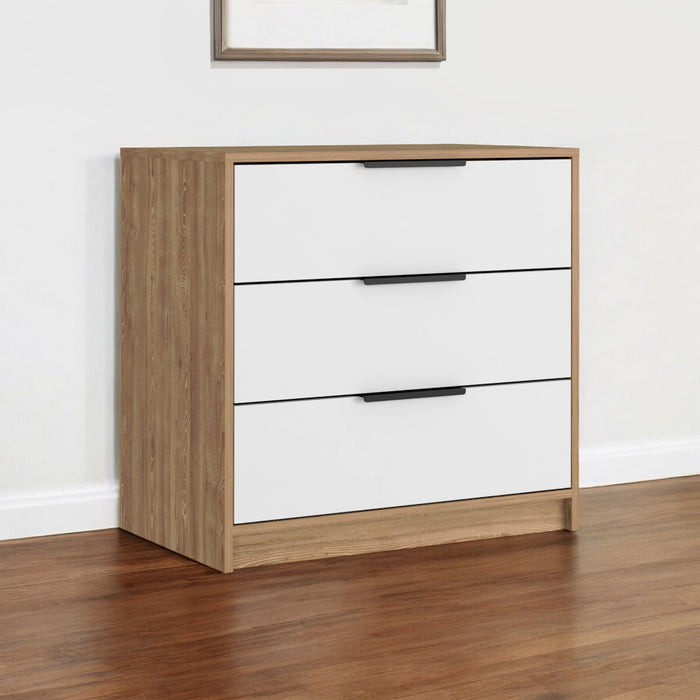 Three Drawer Dresser - White And Natural