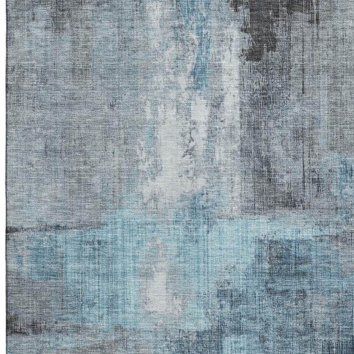10' X 14' Abstract Washable Area Rug With UV Protection (700433) - Blue / Gray