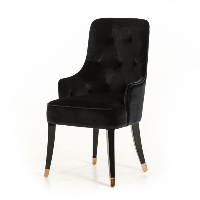 Velvet Wing Back Dining Arm Chair - Black