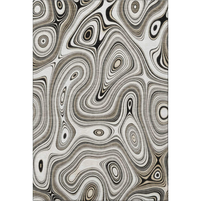 10' X 14' Geometric Washable Area Rug With UV Protection (717729) - Ivory / Charcoal