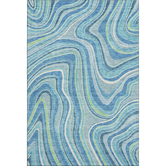 10' X 14' Marble Washable Area Rug With UV Protection - Blue