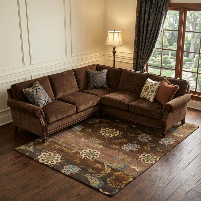8' X 10' Wool Floral Hand Knotted Area Rug (744224) - Brown / Tan / Green