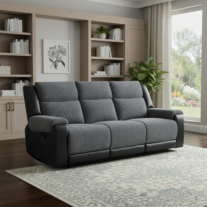 Reclining USB Sofa Toss Pillow With Silver Legs - Black / Gray