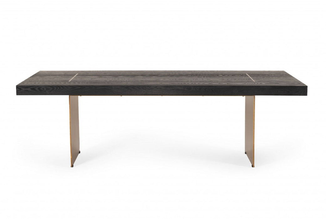 95" Metal Sled Base Dining Table - Dark Brown