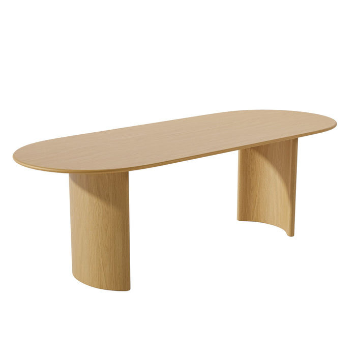 79" Double Pedestal Base Oval Solid Wood Dining Table - Natural
