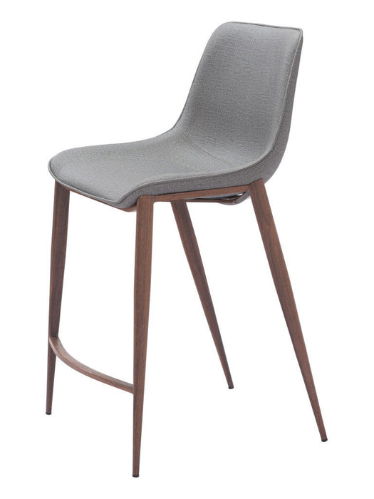 26" Modern Slate Faux Leather And Steel Counter Height Bar Chairs (Set of 2) - Gray