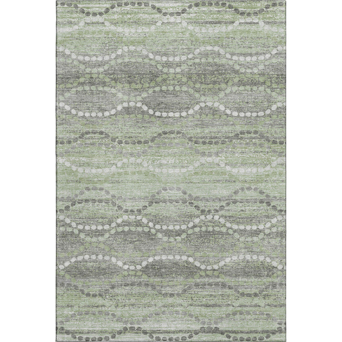 10' X 14' Abstract Geometric Washable Area Rug With UV Protection (715279) - Green / Ivory