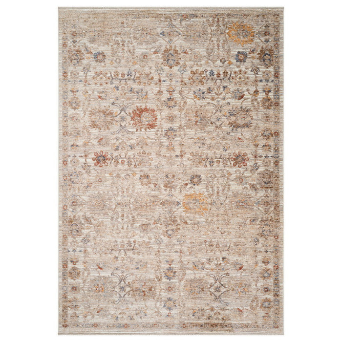 9' X 12' Floral Medallion Area Rug With Fringe - Ivory And Brown
