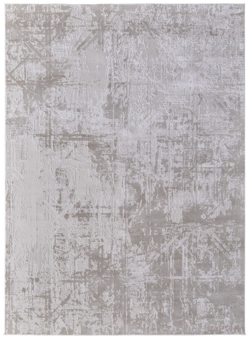 8' x 11' Abstract Power Loom Worn Faded Area Rug - Taupe And Ivory