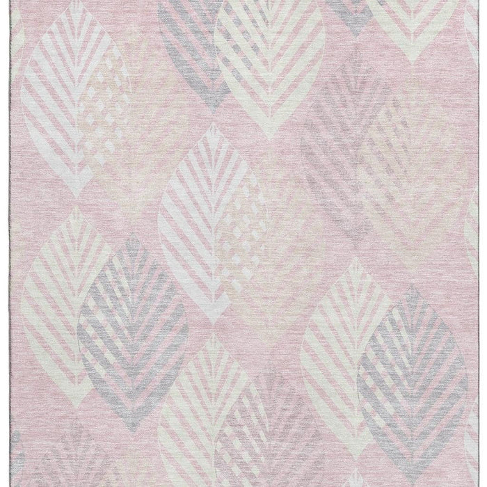 10' X 14' Floral Washable Area Rug With UV Protection - Pink