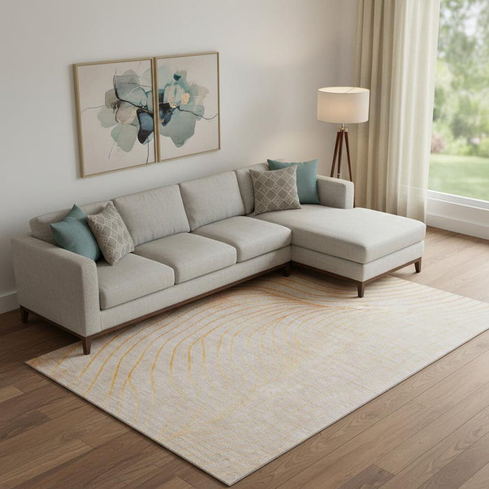 10' X 14' Abstract Washable Area Rug With UV Protection (718127) - Orange / Silver