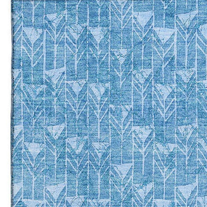 3' X 5' Geometric Washable Area Rug With UV Protection (647063) - Blue / Ivory