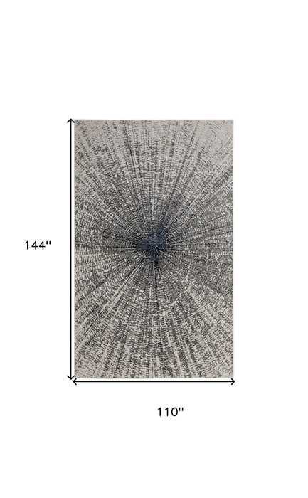 9' x 12' Abstract Power Loom Polyester Area Rug - Gray And Ivory