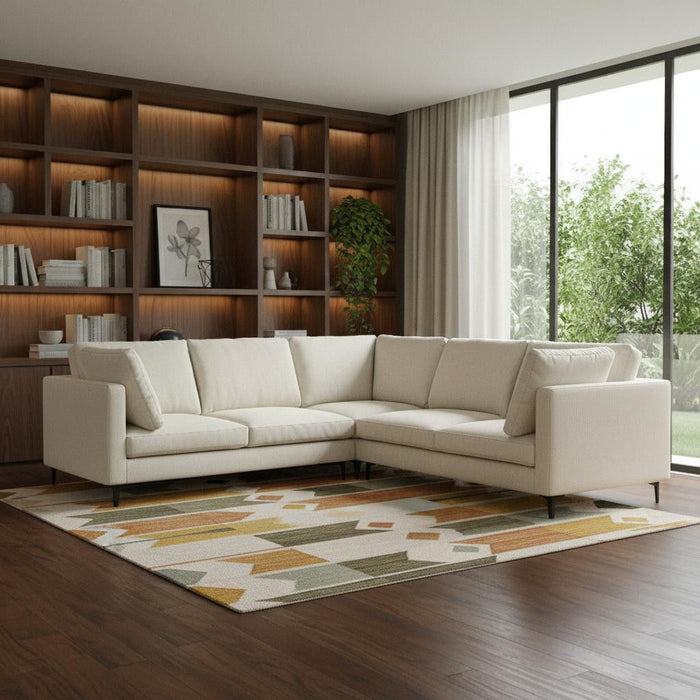 102" Fabric Sofa With Black Legs - Cream