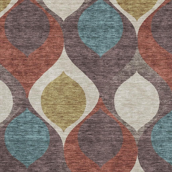 8' X 10' Ogee Washable Area Rug With UV Protection - Brown