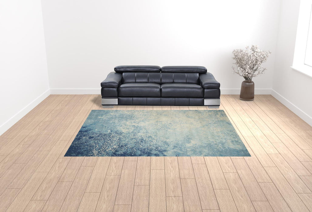 9' x 12' Abstract Power Loom Polypropylene Area Rug - Blue