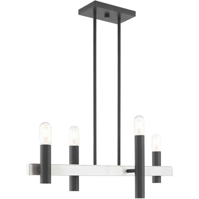24'' Four Light Dimmable Chandelier With Shades - Nickel