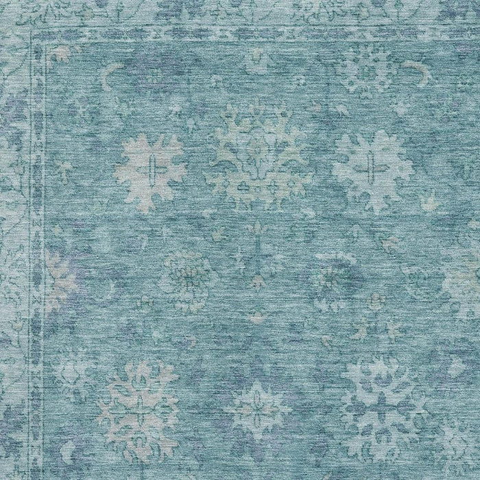 10' X 14' Oriental Washable Area Rug With UV Protection (716563) - Teal / Blue