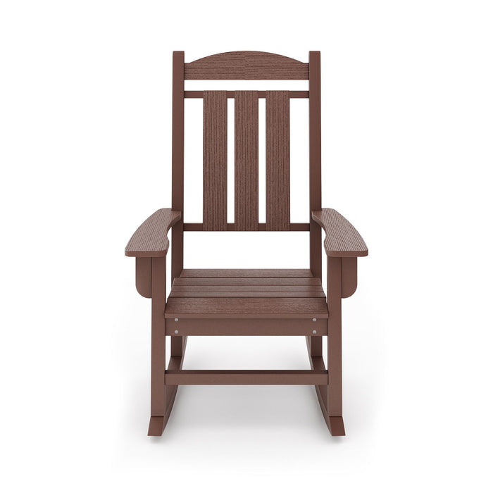 Giga traditional porch rocker chair made of HDPE poly lumber, ideal for porch, patio, and garden seating with comfortable design