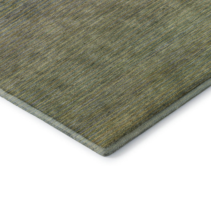 10' X 14' Striped Washable Area Rug With UV Protection (692787) - Fern Green / Blue