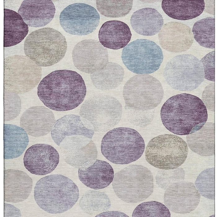 10' X 14' Geometric Washable Area Rug With UV Protection (709222) - Plum / Beige / Blue