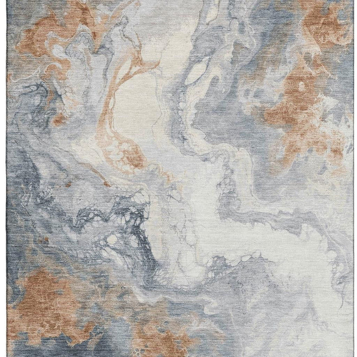10' X 14' Abstract Washable Area Rug With UV Protection (705425) - Gray / Copper / Ivory