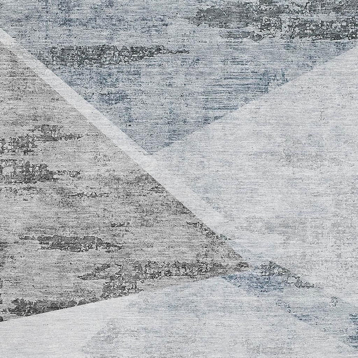 9' X 12' Geometric Washable Area Rug With UV Protection - Sky Blue