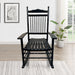 Giga wooden balcony porch adult rocking chair with curved armrests and slatted backrest, ideal for outdoor relaxing spaces.