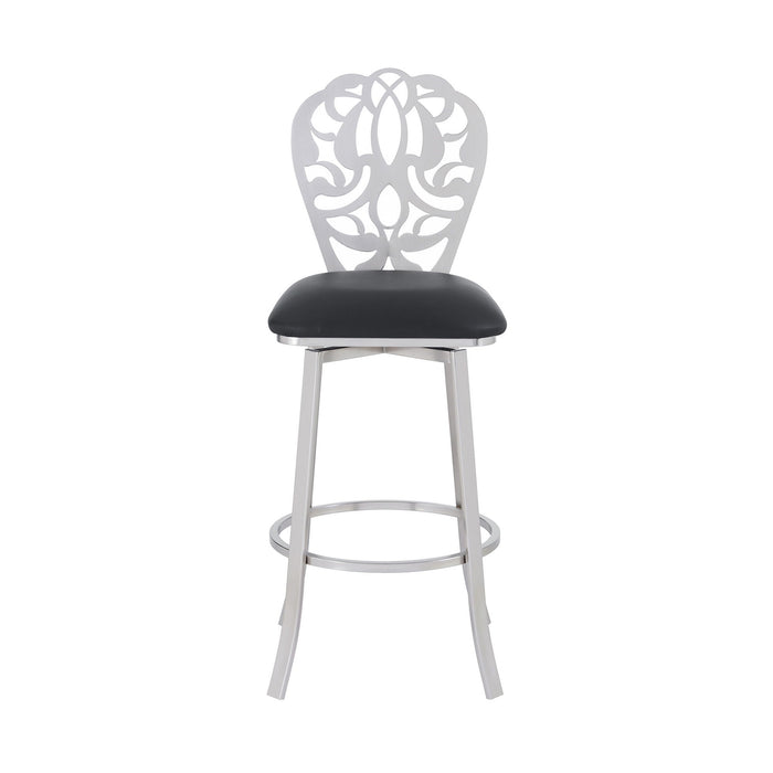 Iron Swivel Bar Height Bar Chair - Black And Silver