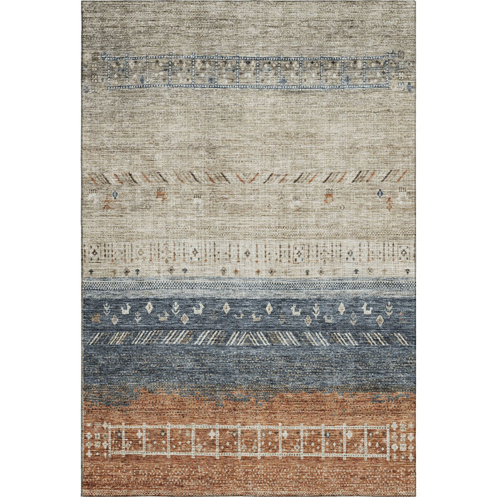 10' X 14' Geometric Washable Area Rug With UV Protection (686783) - Brown / Beige / Navy Blue