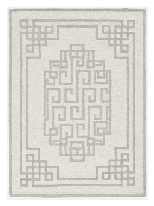 8' x 10' Wool Hand Tufted Area Rug - Gray And Ivory