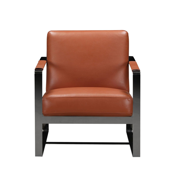 Genuine Leather Arm Chair - Camel And Black