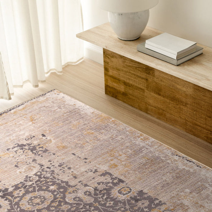 8' x 10' Oriental Non Skid Area Rug - Gray And Ivory