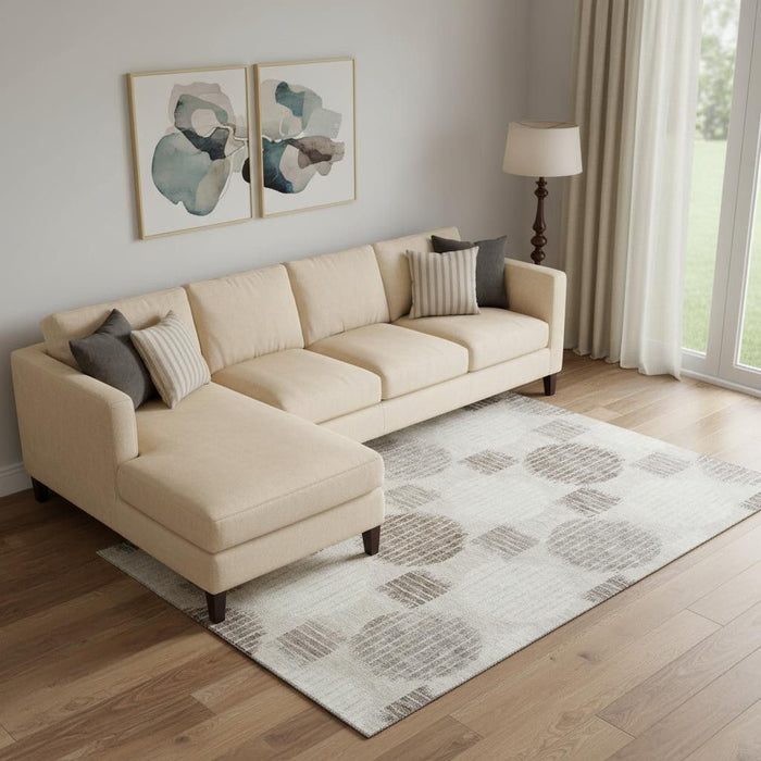10' X 14' Geometric Washable Area Rug With UV Protection (671510) - Beige / Ivory / Taupe