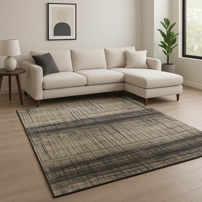 8' X 10' Abstract Hand Knotted Area Rug - Black