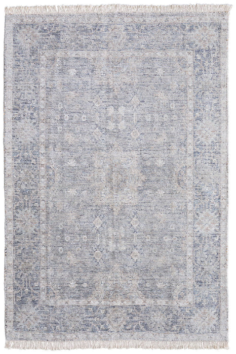 5' X 8' Bohemian Abstract Hand Woven Distressed Area Rug With Fringe - Gray
