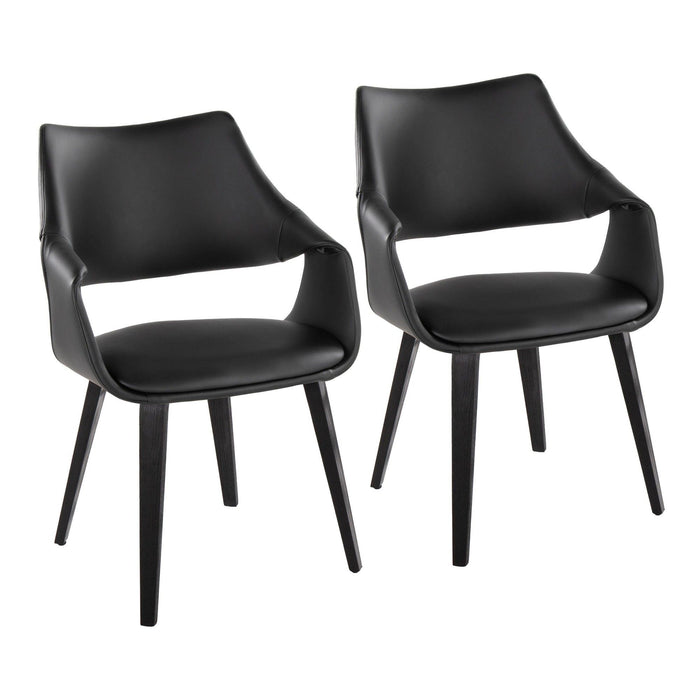 Curvo - High Back Upholstered Chair (Set of 2) - Black Wood Legs