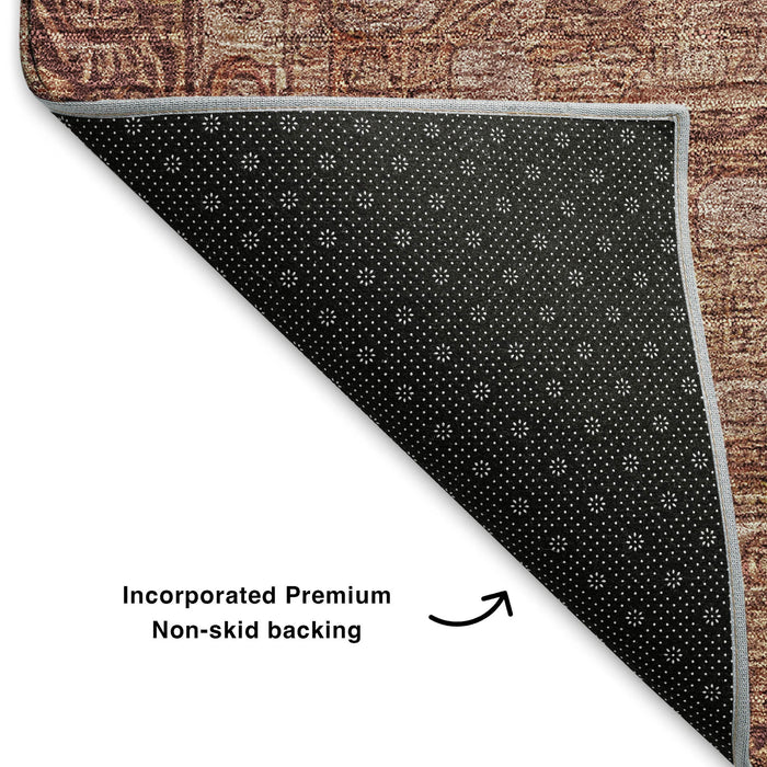 10' X 14' Oriental Washable Area Rug With UV Protection (700583) - Terra Cotta / Rust