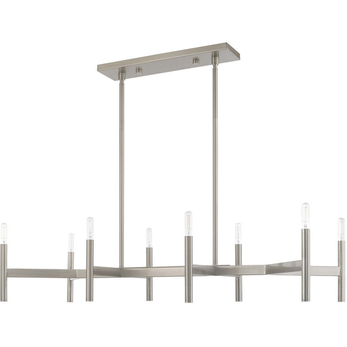 19" Eight Light Dimmable Chandelier With Shades - Nickel
