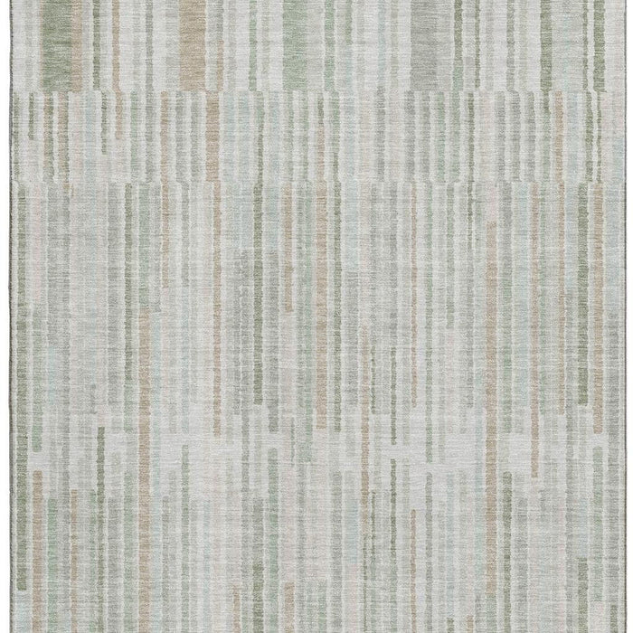 10' X 14' Striped Washable Area Rug With UV Protection (717899) - Sage / Ivory