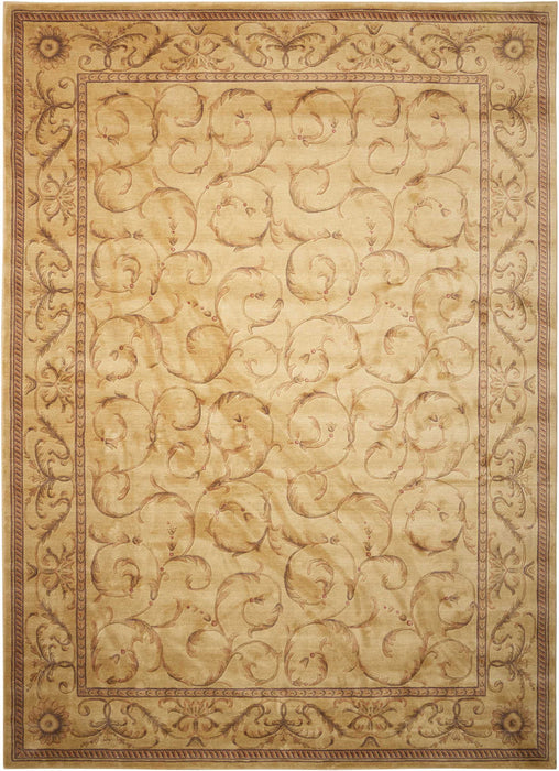10' X 13' Floral Non Skid Area Rug (551351) - Ivory / Gold