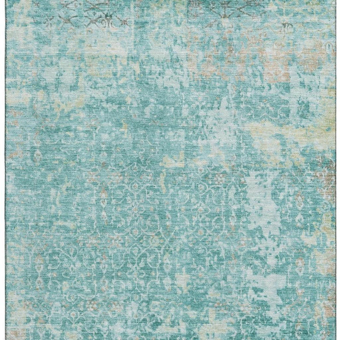10' X 14' Oriental Washable Area Rug With UV Protection (700211) - Teal / Gray / Taupe