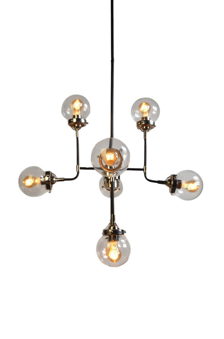 Sputnik Eight Light Metal Chandelier With Shades - Silver