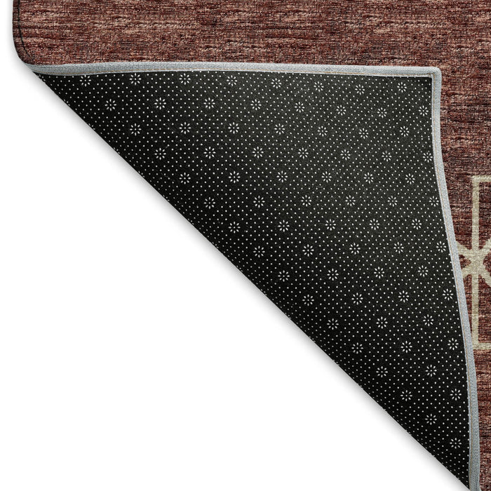 10' X 14' Tribal Washable Area Rug With UV Protection (644814) - Burnt Sienna / Ivory / Black