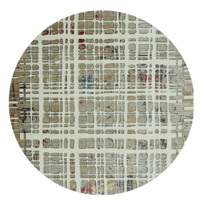 8' x 8' Round Abstract Area Rug - Ivory