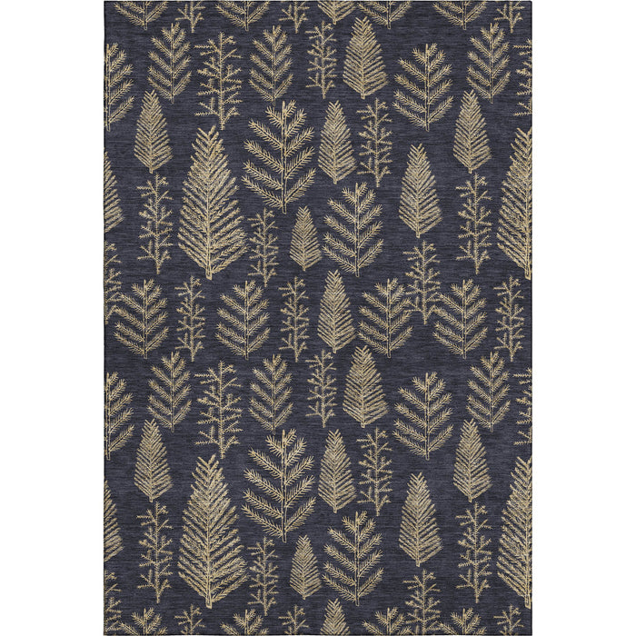10' X 14' Floral Washable Area Rug With UV Protection (701756) - Black / Gold
