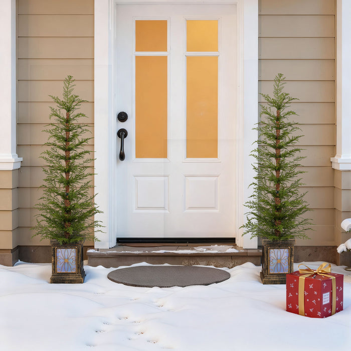 4Ft Pre Lit Artificial Christmas 2 Piece Set - Green