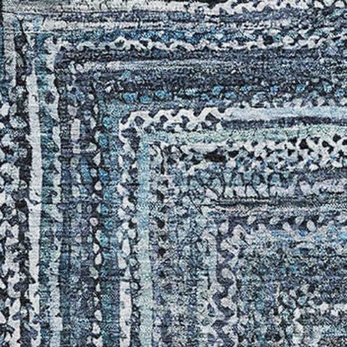 10' X 14' Geometric Washable Area Rug With UV Protection (699238) - Blue / Gray